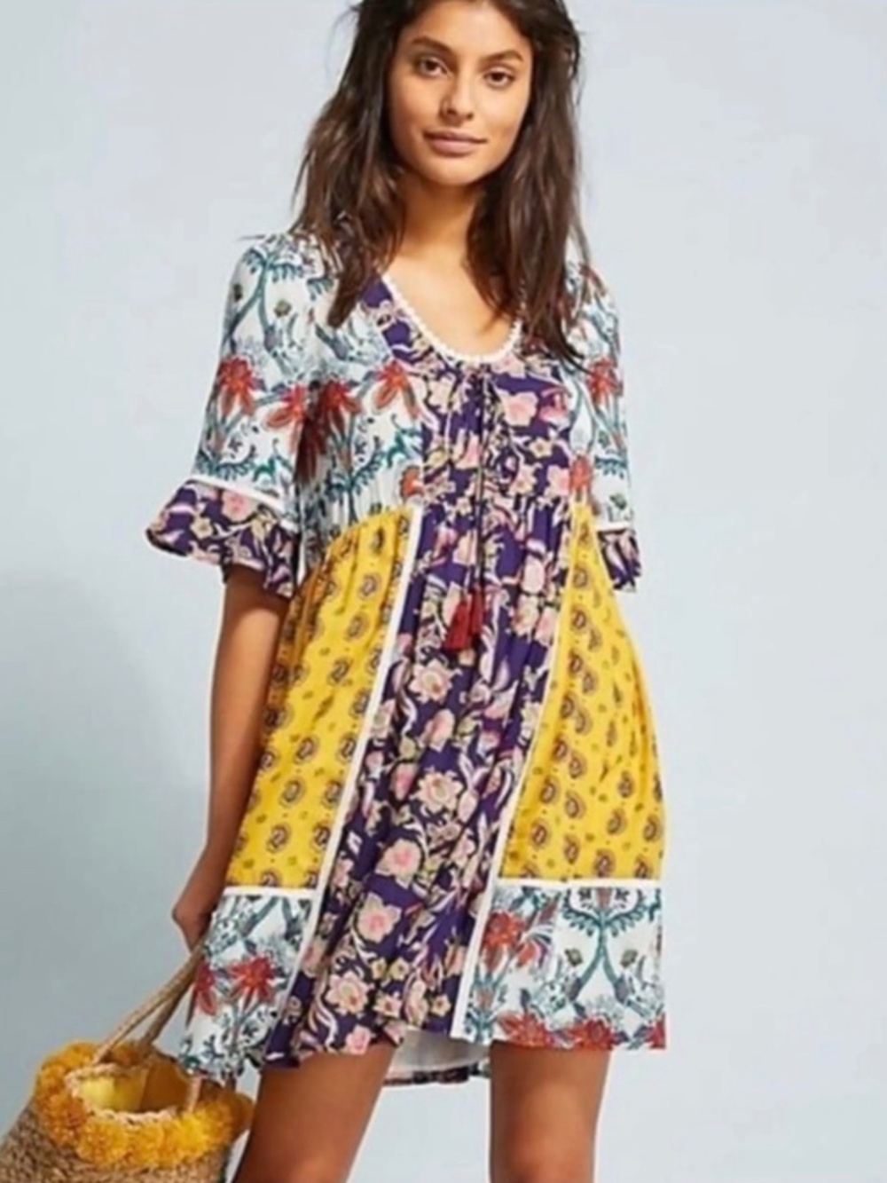 Anthropologie patchwork boho dress